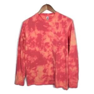 Upcycled Bleached Tie Dye Pink Long Sleeve Shirt Sz Small *